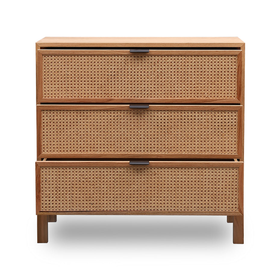 Junta Messmate Timber & Natural Rattan 3 Drawer Tallboy