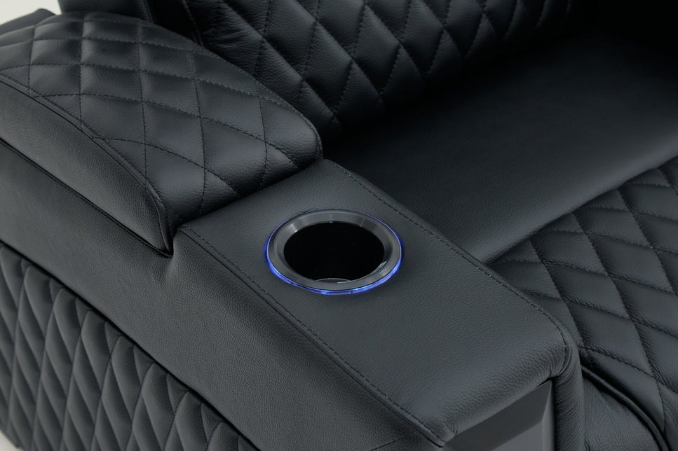 Alexandra Luxury Home Theatre Electric Recliner 4 Seater Black