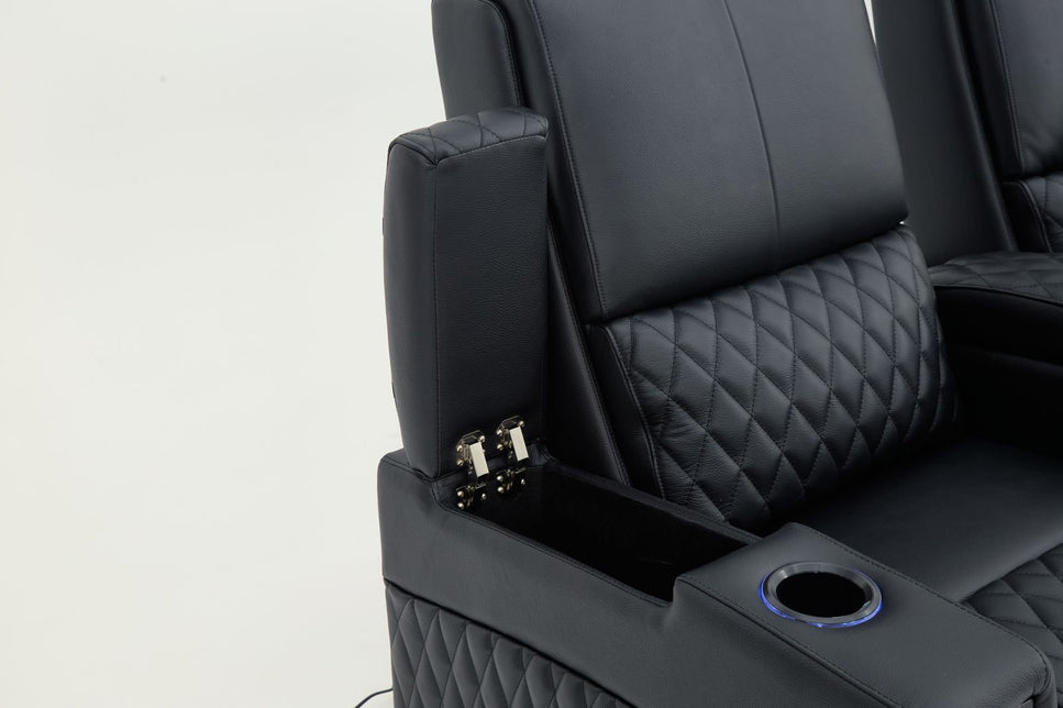 Alexandra Luxury Home Theatre Electric Recliner 4 Seater Black