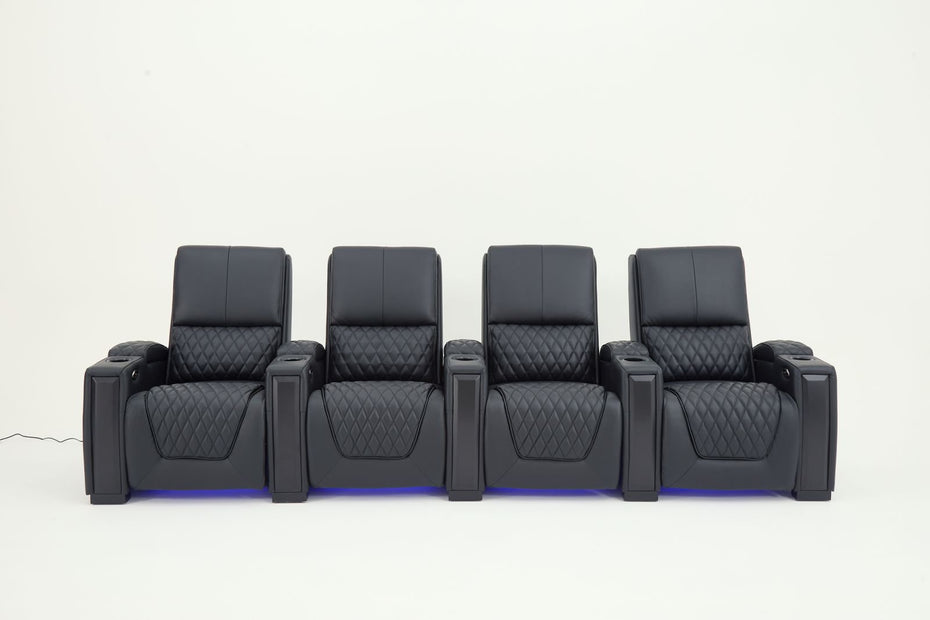 Alexandra Luxury Home Theatre Electric Recliner 4 Seater Black