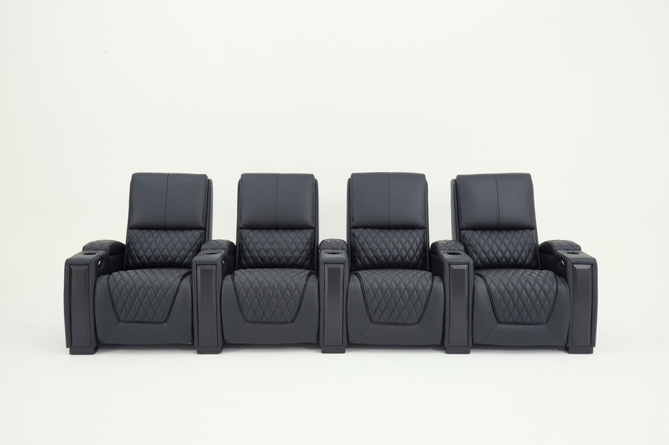 Alexandra Luxury Home Theatre Electric Recliner 4 Seater Black