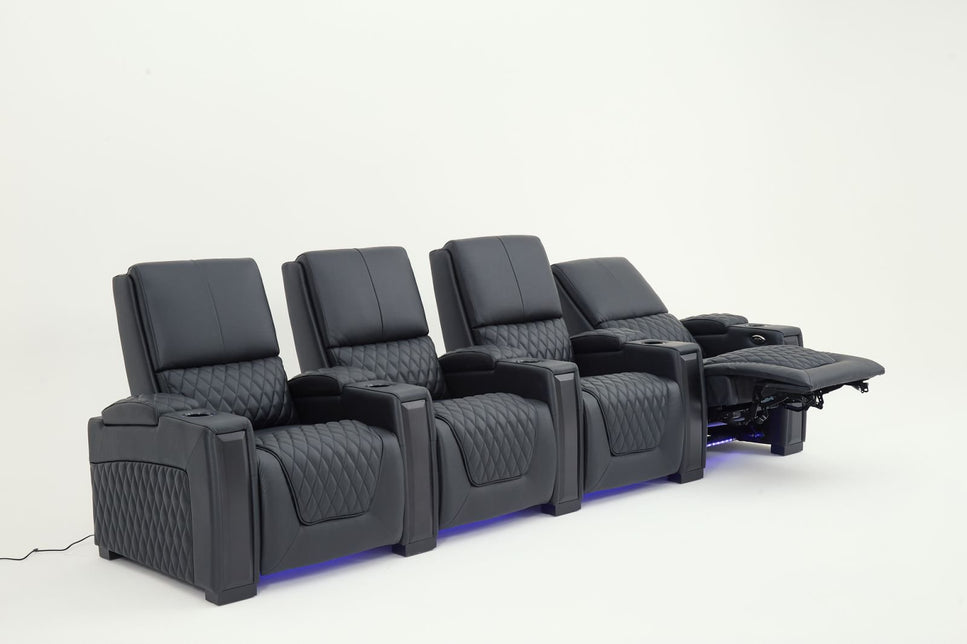 Alexandra Luxury Home Theatre Electric Recliner 4 Seater Black