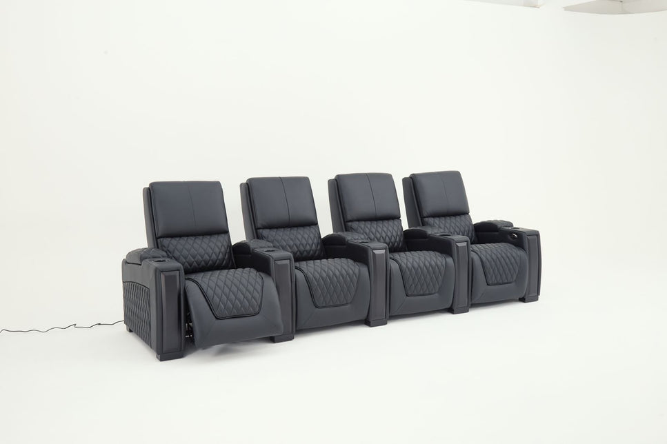 Alexandra Luxury Home Theatre Electric Recliner 4 Seater Black