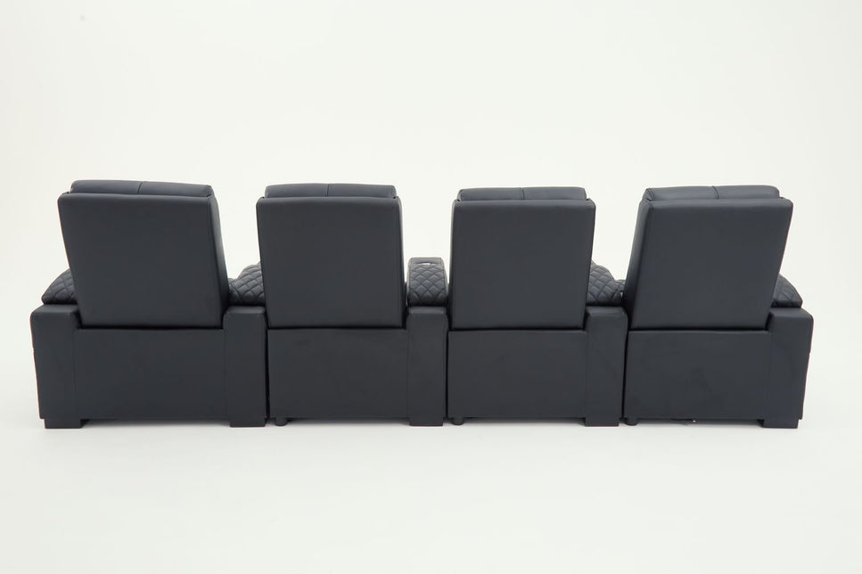Alexandra Luxury Home Theatre Electric Recliner 4 Seater Black