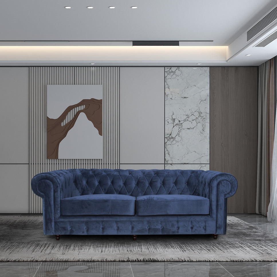CLEO Navy Blue Velvet 3 seater