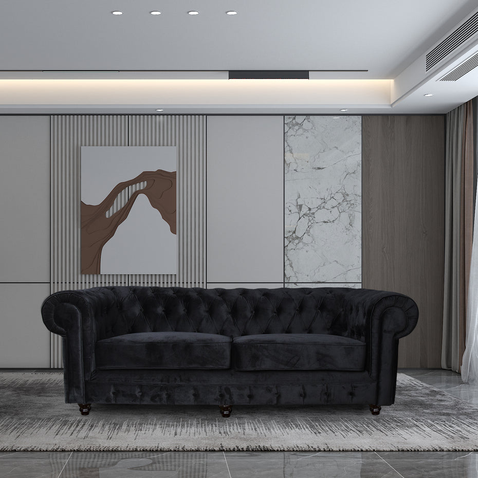 CLEO  Black Velvet 3 seater