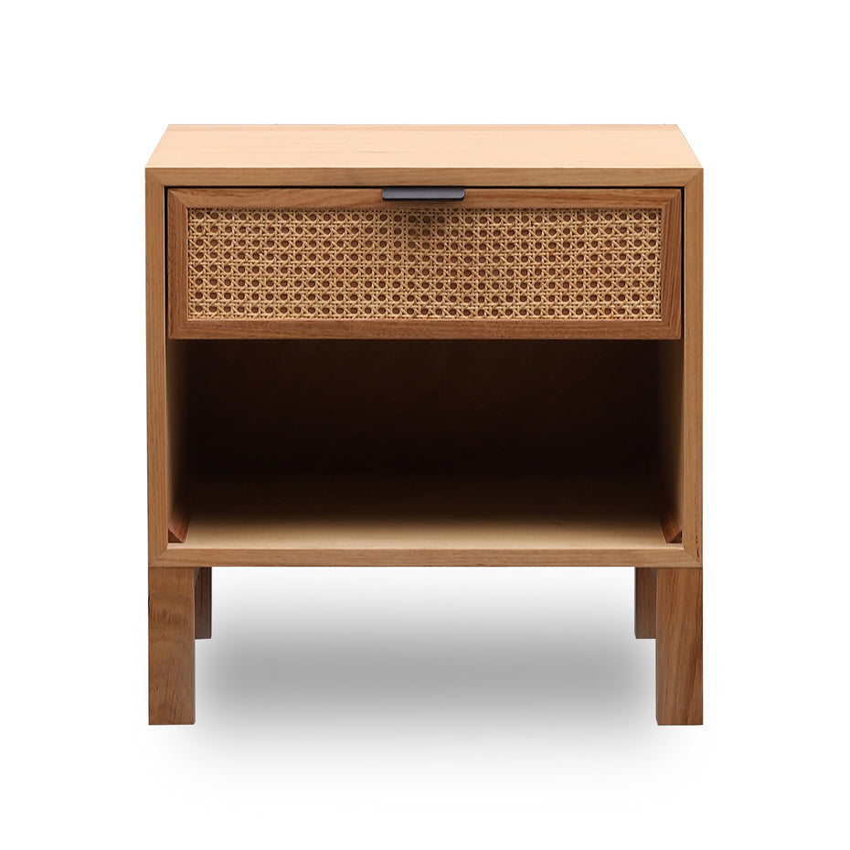 Junta Messmate Timber & Natural Rattan Bedside Table