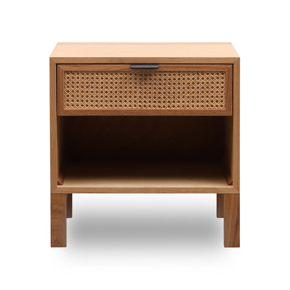 Junta Messmate Timber & Natural Rattan Bedside Table