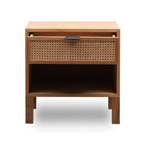 Junta Messmate Timber & Natural Rattan Bedside Table