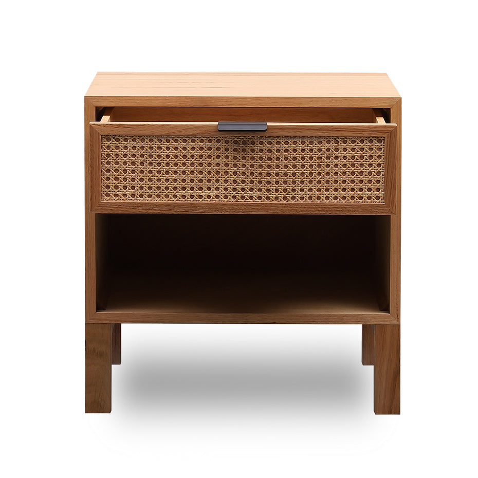 Junta Messmate Timber & Natural Rattan Bedside Table