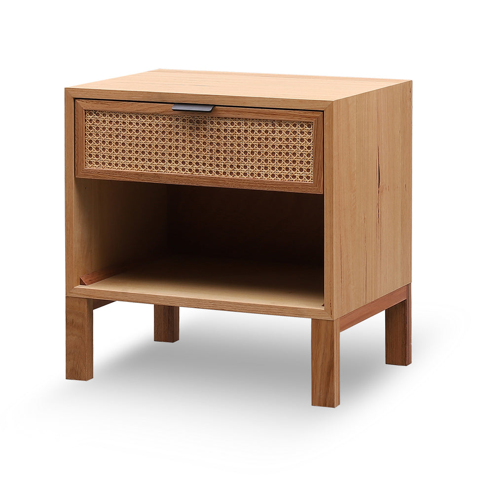 Junta Messmate Timber & Natural Rattan Bedside Table