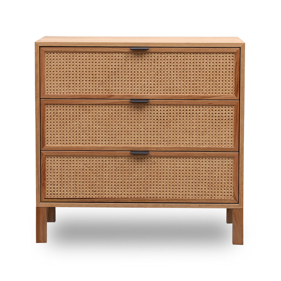 Junta Messmate Timber & Natural Rattan 3 Drawer Tallboy