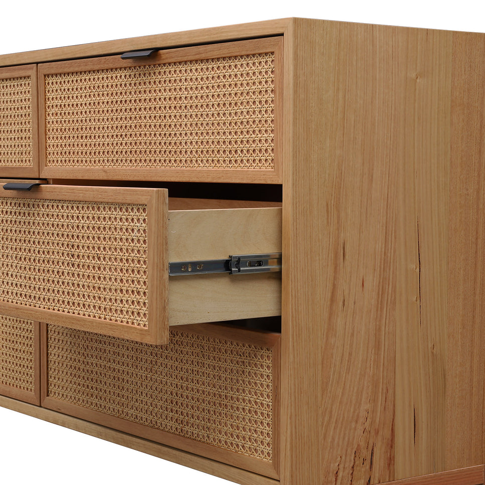 Junta Messmate Timber & Natural Rattan 6 Drawer Dresser