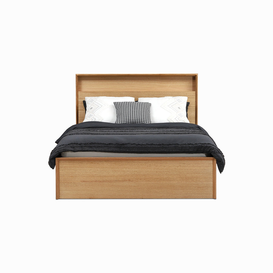Flin Tasmanian Oak Gas Lift Bed Frame - Queen