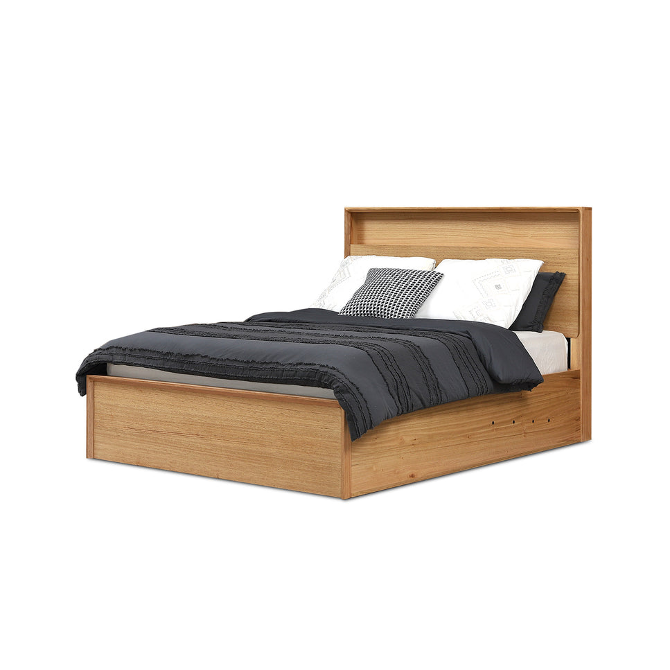 Flin Tasmanian Oak Gas Lift Bed Frame - Queen