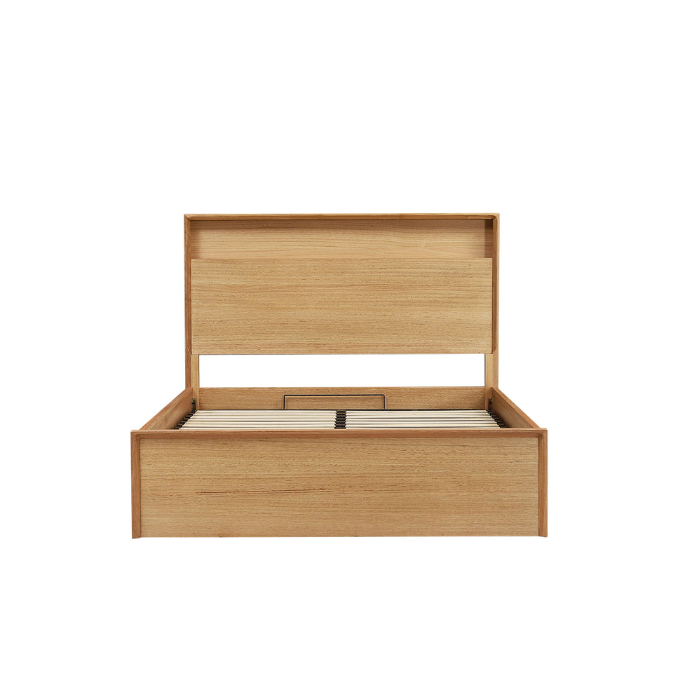 Flin Tasmanian Oak Gas Lift Bed Frame - Queen