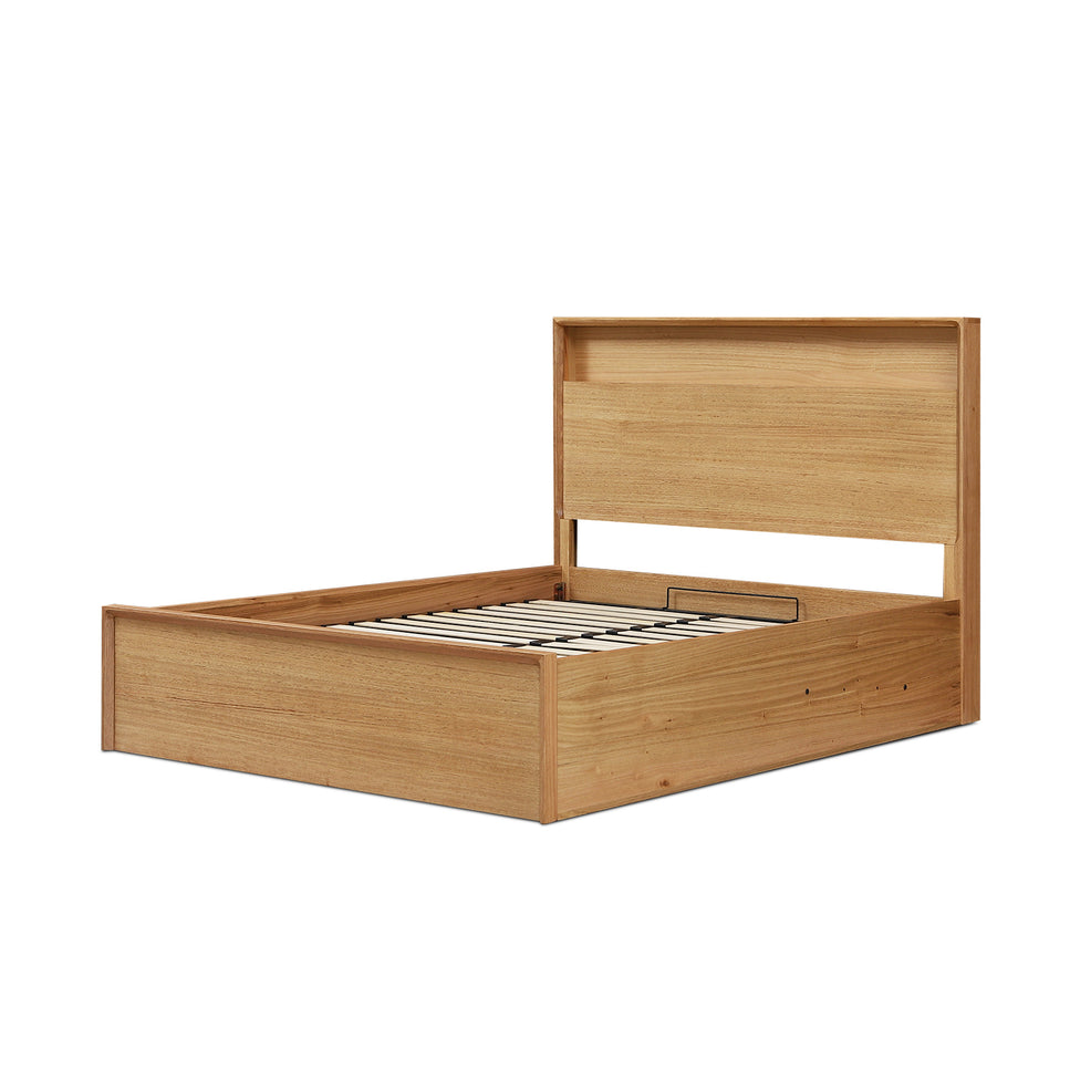 Flin Tasmanian Oak Gas Lift Bed Frame - Queen