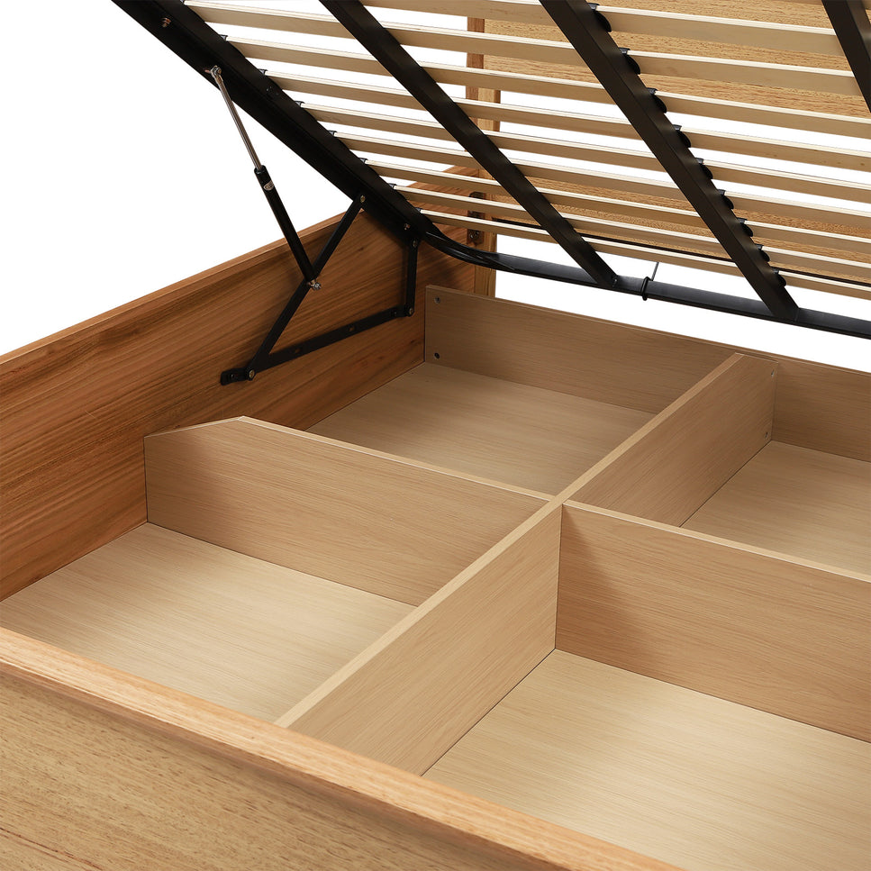 Flin Tasmanian Oak Gas Lift Bed Frame - Queen