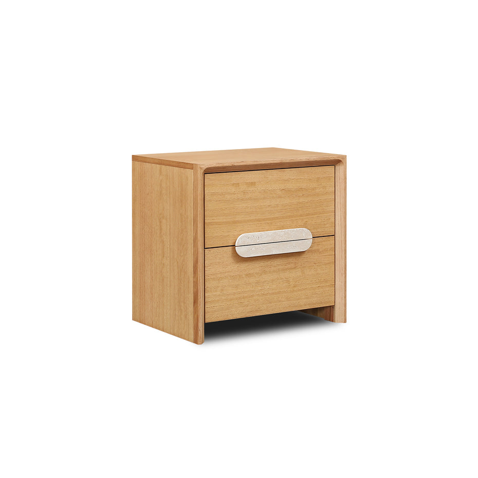 Milos Bedside Table with Beige Travertine Stone Handle