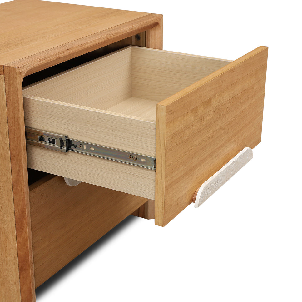 Milos Bedside Table with Beige Travertine Stone Handle