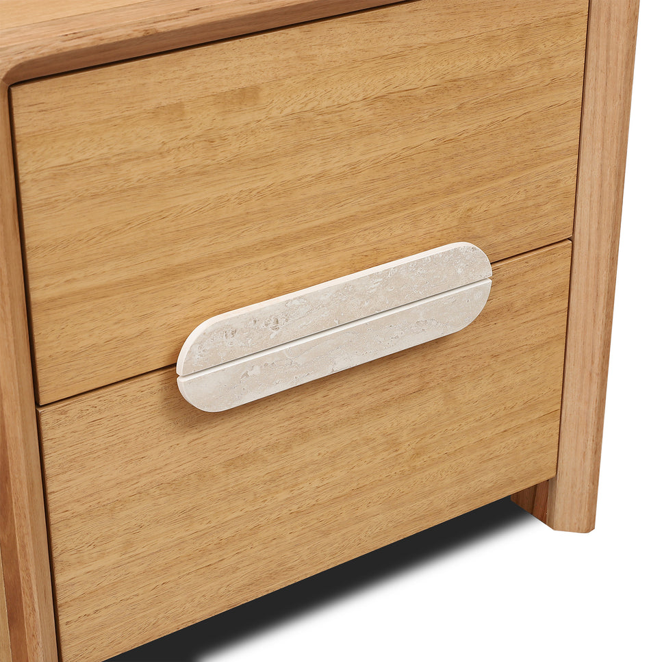Milos Bedside Table with Beige Travertine Stone Handle