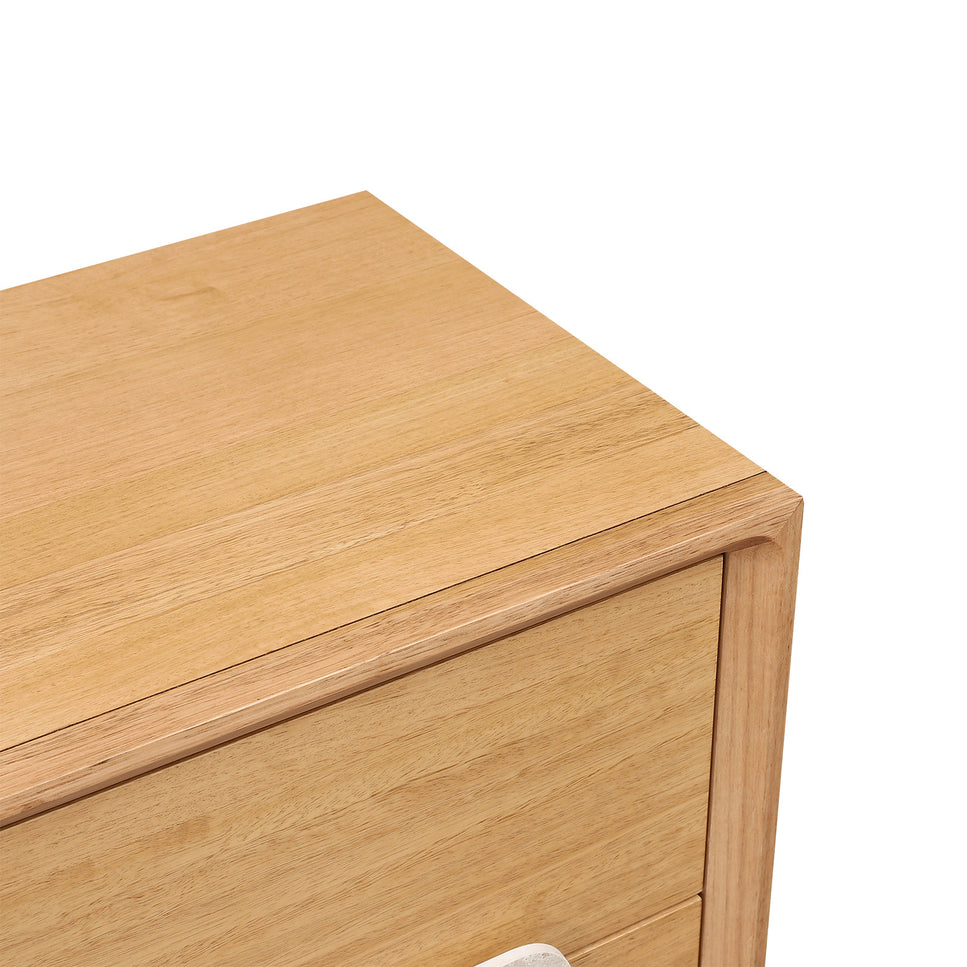 Milos Bedside Table with Beige Travertine Stone Handle