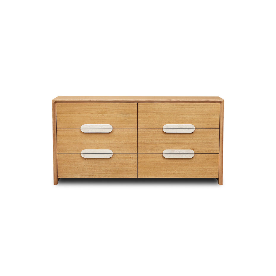 Milos Dresser with Beige Travertine Stone Handle - 6DRW