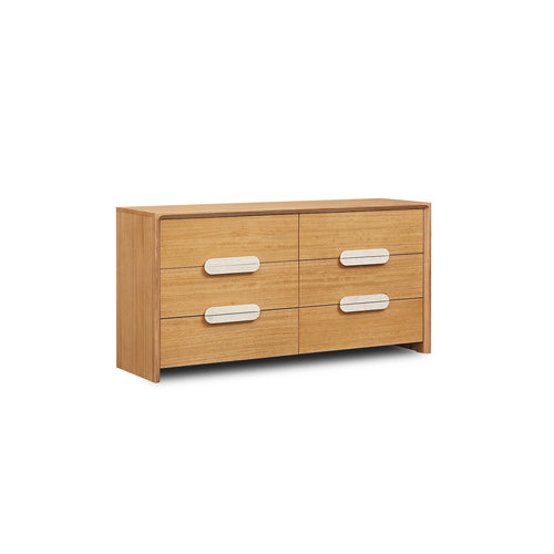 Milos Dresser with Beige Travertine Stone Handle - 6DRW