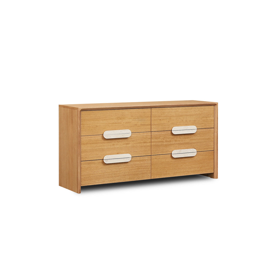 Milos Dresser with Beige Travertine Stone Handle - 6DRW