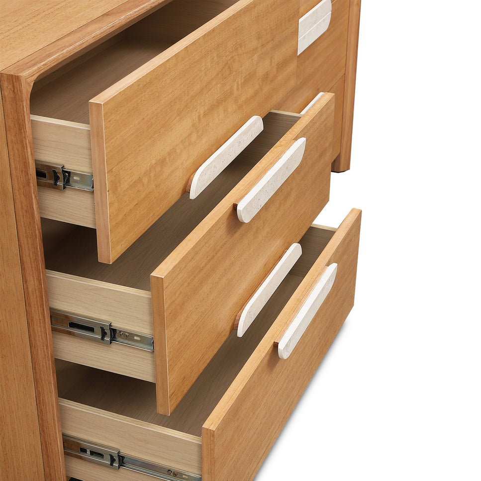 Milos Dresser with Beige Travertine Stone Handle - 6DRW