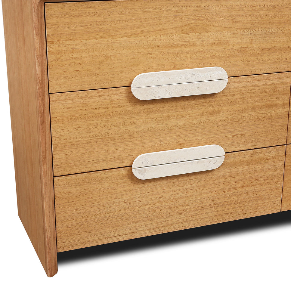Milos Dresser with Beige Travertine Stone Handle - 6DRW
