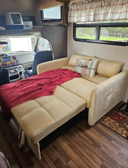 Matilda Convertible Velvet Sleeper Sofa Bed with USB charger Khaki