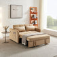Matilda Convertible Velvet Sleeper Sofa Bed with USB charger Khaki
