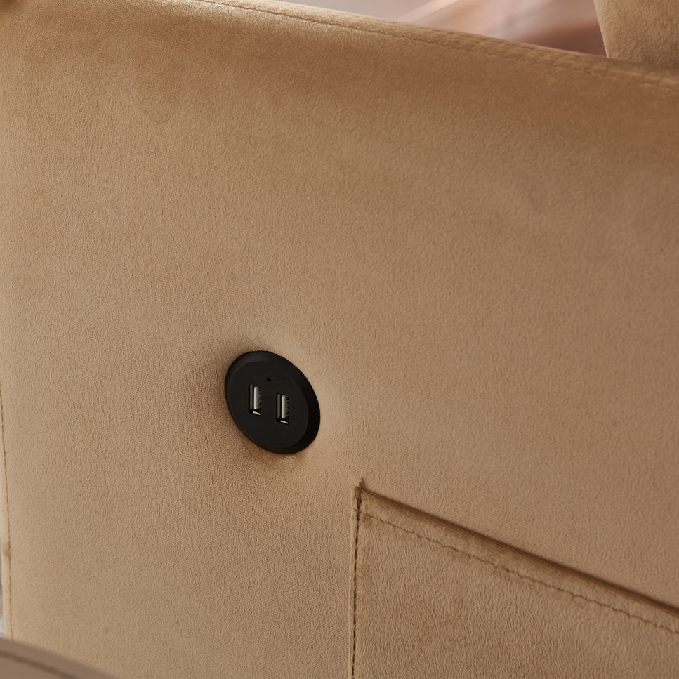 Matilda Convertible Velvet Sleeper Sofa Bed with USB charger Khaki