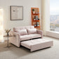 Matilda Convertible Velvet Sleeper Sofa Bed with USB charger Pink