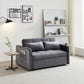 Matilda Convertible Velvet Sleeper Sofa Bed with USB charger Grey
