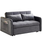 Matilda Convertible Velvet Sleeper Sofa Bed with USB charger Grey