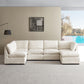 Lily Corduroy Fabric Modular Sofa Set 6 Seater Beige