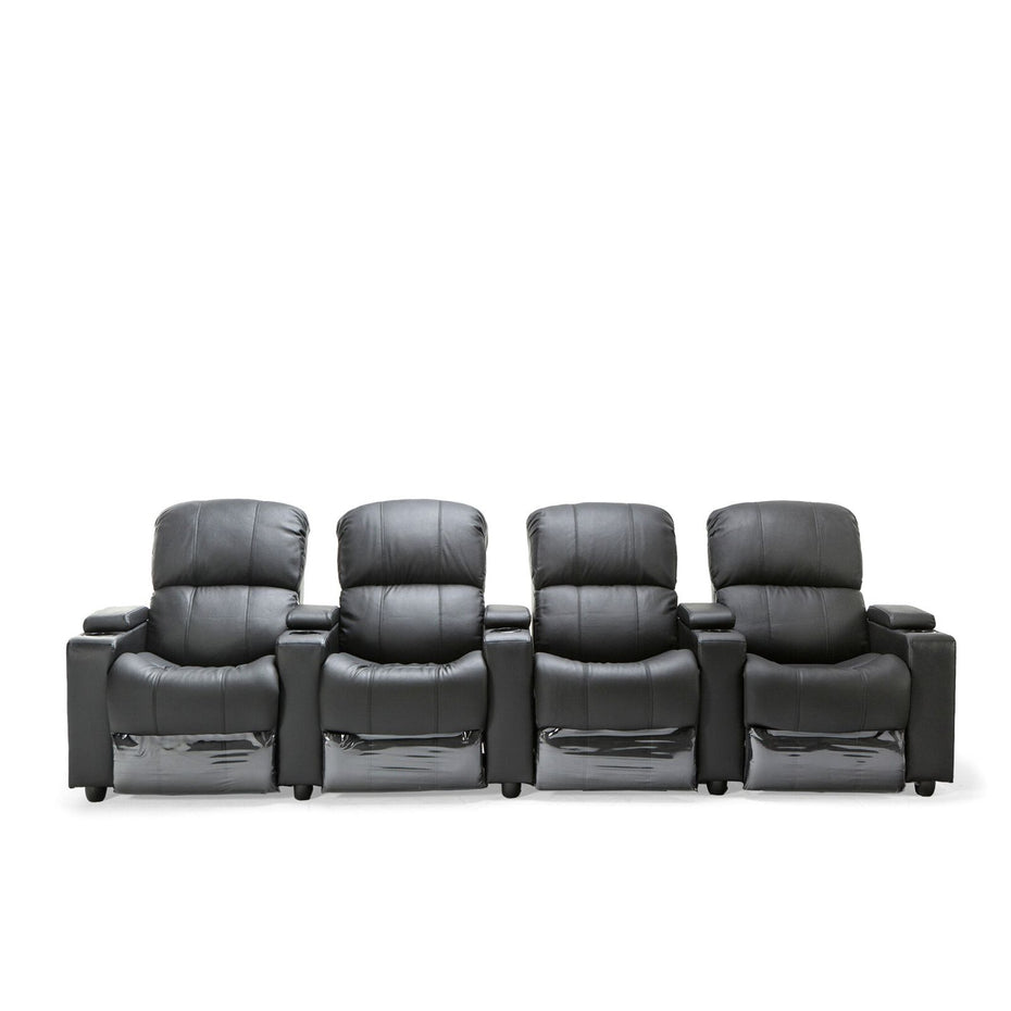 Anna Black Leather Electric Recliner 4 Seater