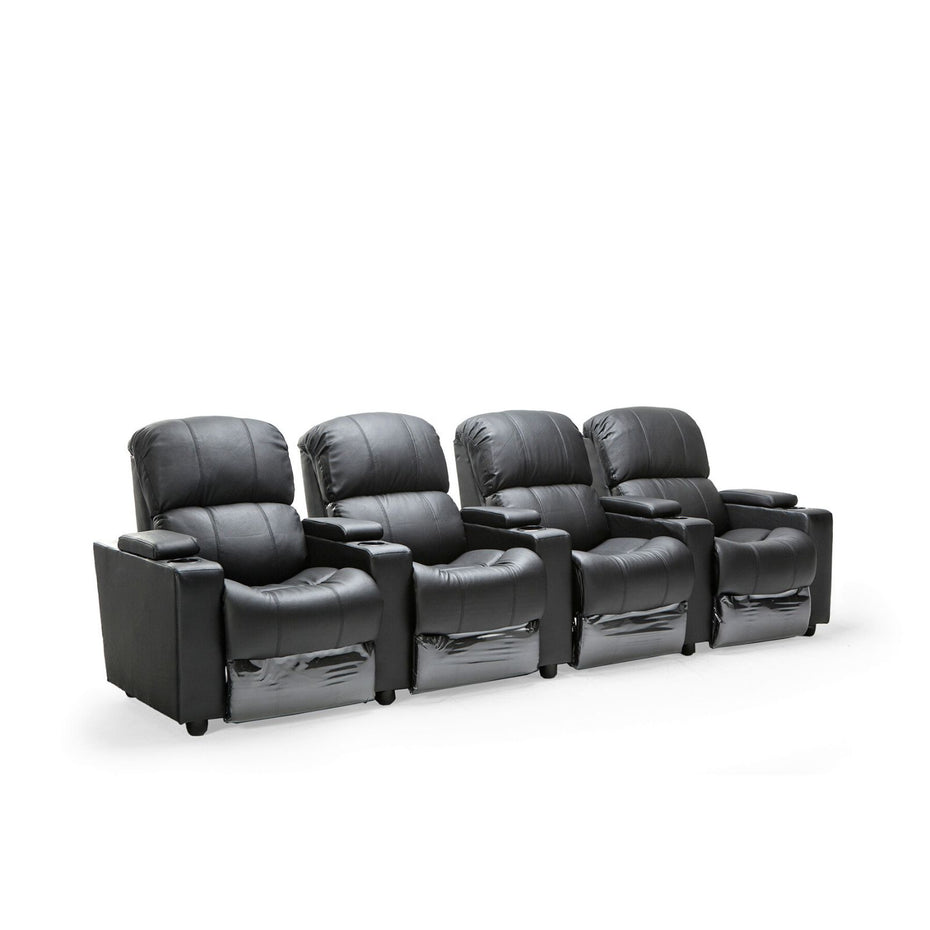 Anna Black Leather Electric Recliner 4 Seater