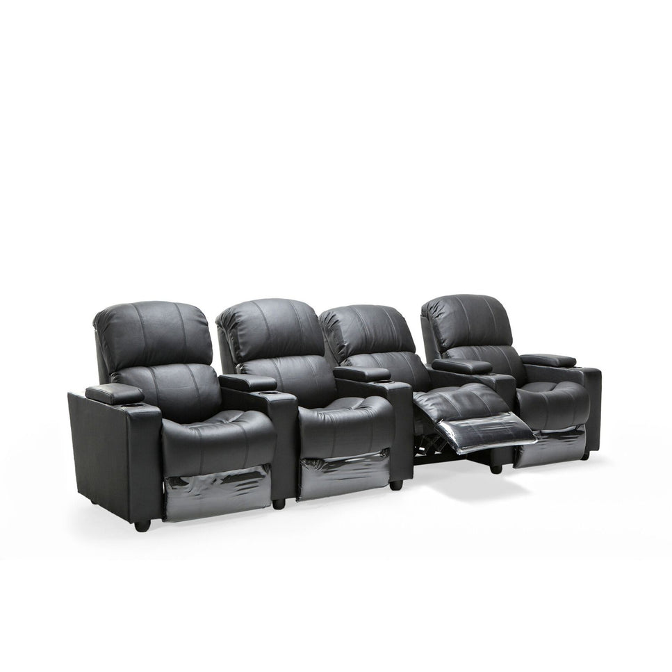 Anna Black Leather Electric Recliner 4 Seater