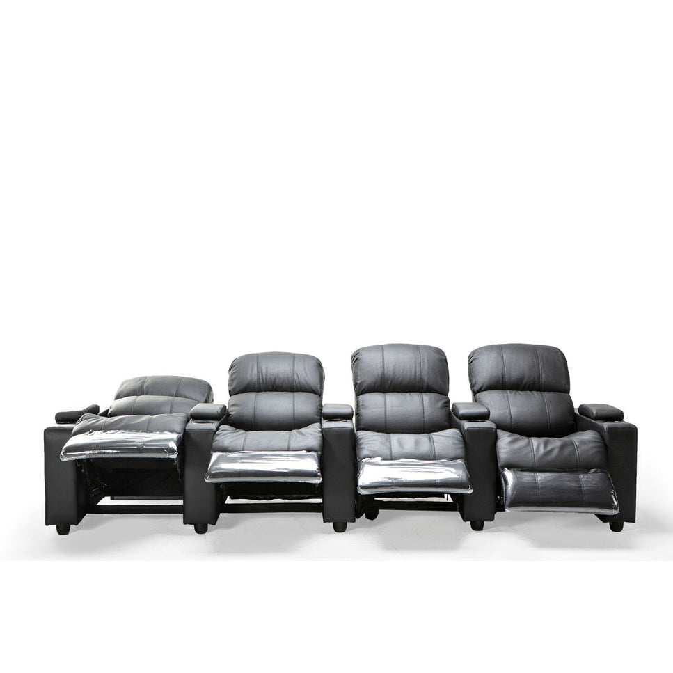 Anna Black Leather Electric Recliner 4 Seater