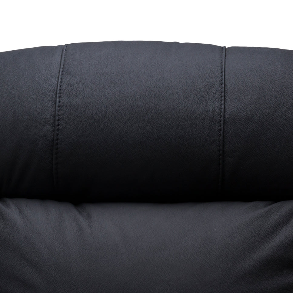 Anna Black Genuine Leather Electric Recliner 3 Seater