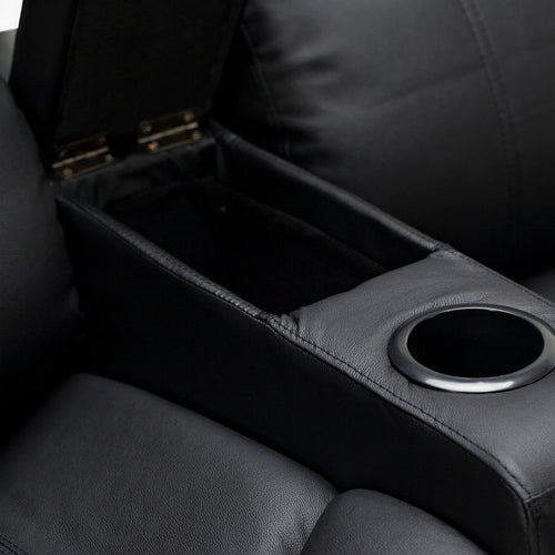 Anna Black Genuine Leather Electric Recliner 3 Seater