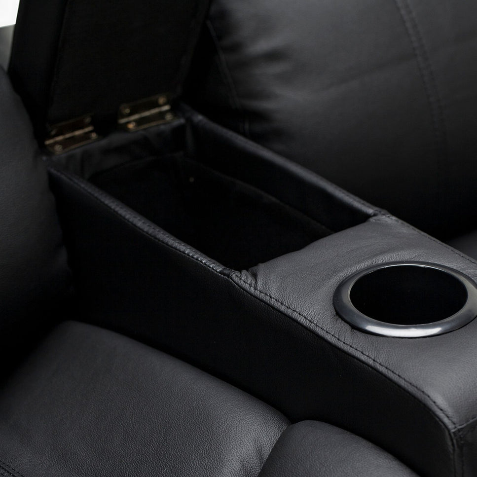 Anna Black Leather Electric Recliner 4 Seater