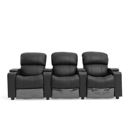 Anna Black Leather Electric Recliner 3 Seater