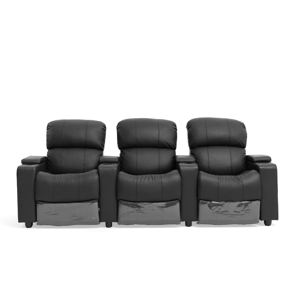 Anna Black Leather Electric Recliner 3 Seater