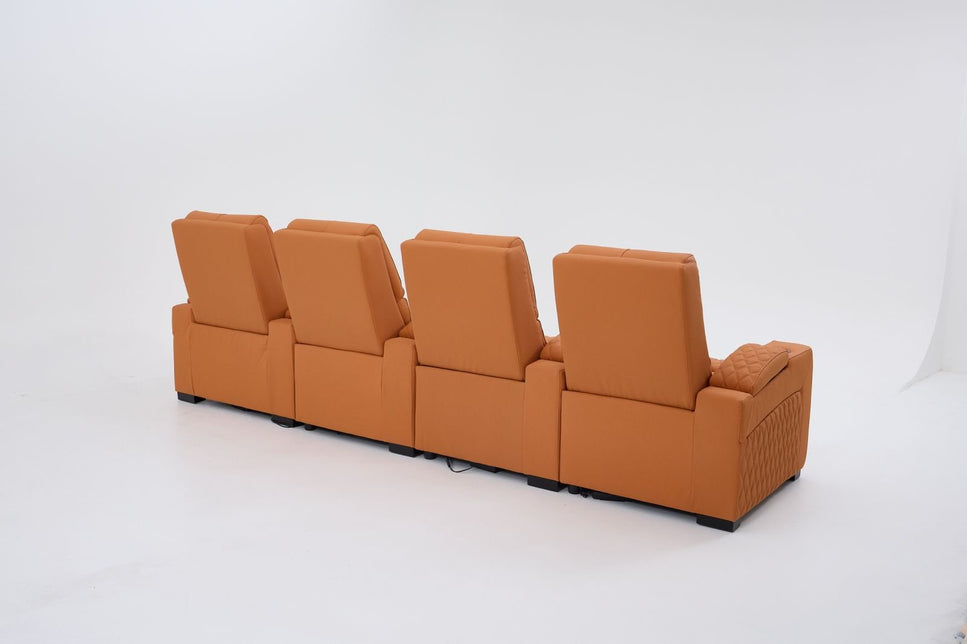 Alexandra Luxury Home Theatre Electric Recliner 4 Seater Orange