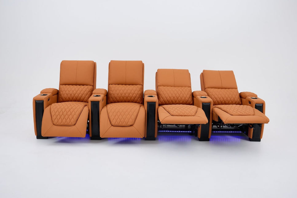 Alexandra Luxury Home Theatre Electric Recliner 4 Seater Orange