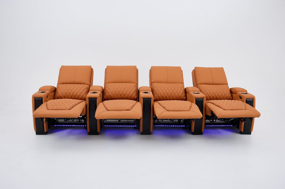 Alexandra Luxury Home Theatre Electric Recliner 4 Seater Orange